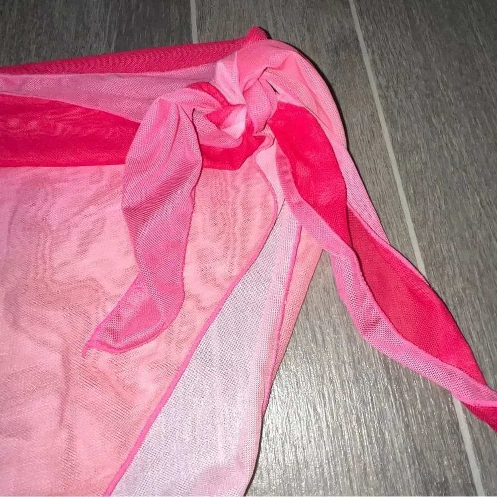 Pink Ombre Sarong Wrap Skirt Swimsuit Coverup